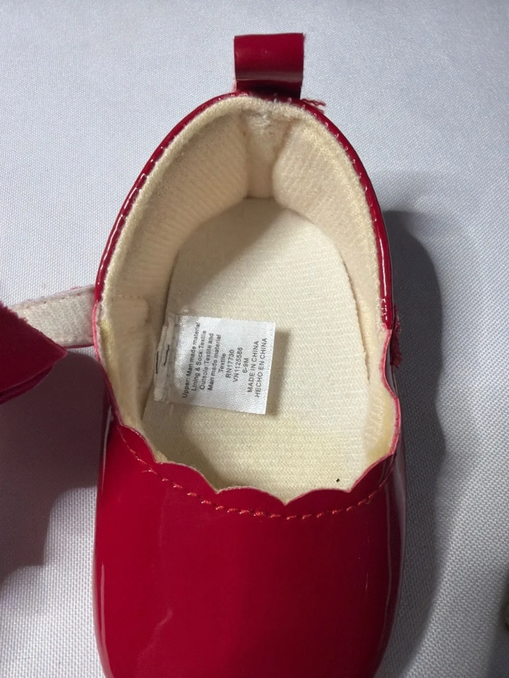 Red Patten faux Leather Baby Shoes with Bow size 6 to 9 months
